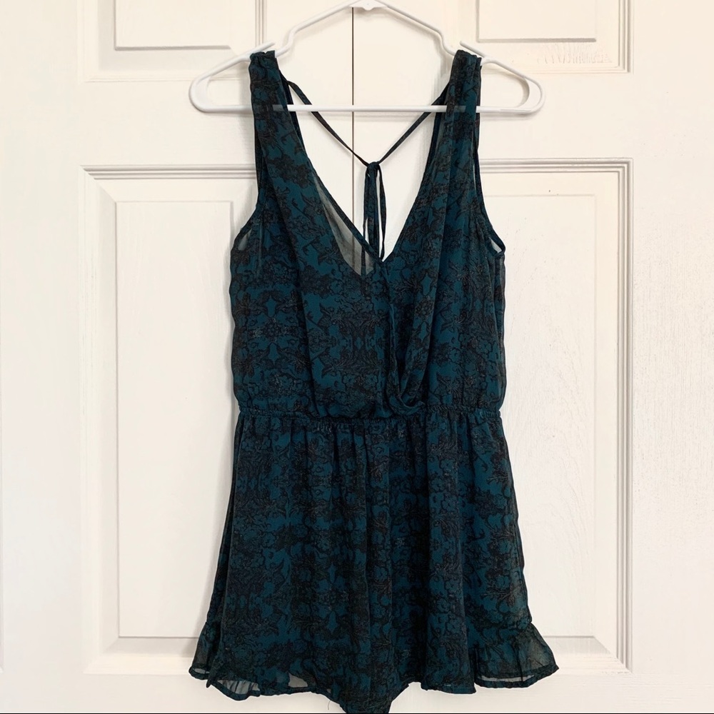 ASTR Dark Green Floral Romper